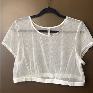 White mesh crop top